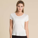 Silk Short Sleeve Women's T-shirt Silk Knitted Bottoming Shirt Top White S