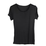 Silk Short Sleeve Women's T-shirt Silk Knitted Bottoming Shirt Top Black S