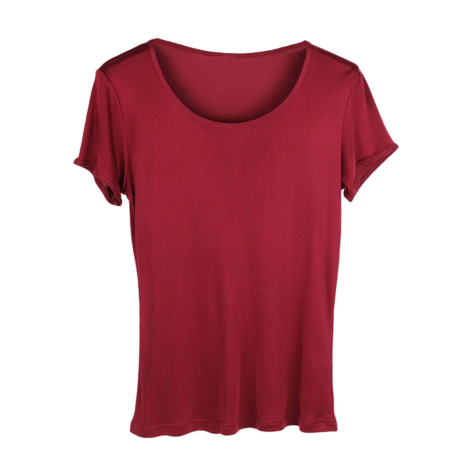 Silk Short Sleeve Women's T-shirt Silk Knitted Bottoming Shirt Top Claret S