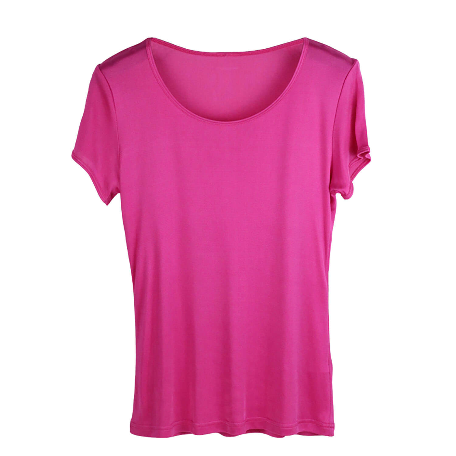 Silk Short Sleeve Women's T-shirt Silk Knitted Bottoming Shirt Top Pink S