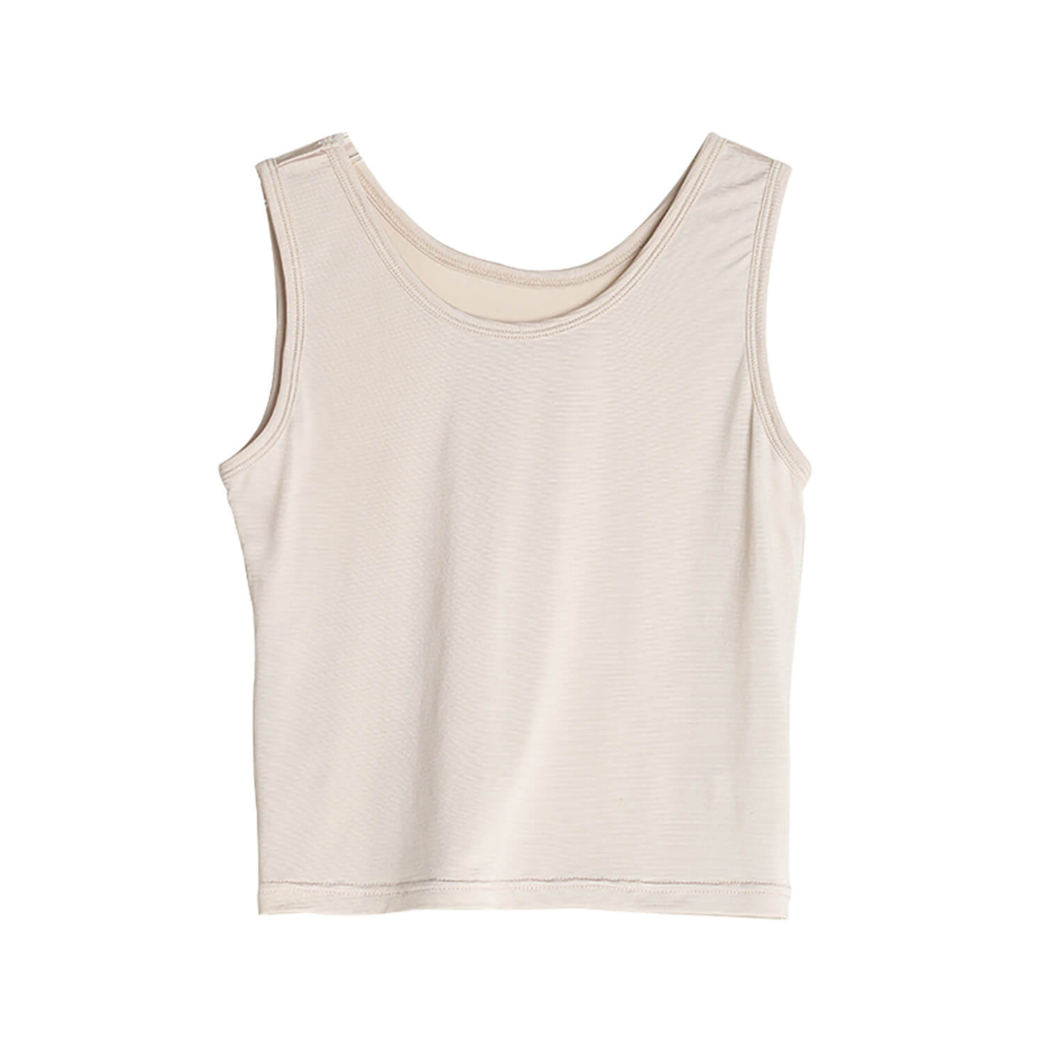 Summer Sleeveless Silk Vest Silk Knitted Bottoming Shirts Beige XS
