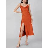 Summer Silk Dress Ladies Cowl Neck Pure Silk Slip Dress