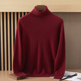 Mens Turtleneck Cashmere Sweater Long Sleeve Ribbed Hem Multi Colors