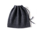 Unisex Drawstring Cashmere Knit Hat Versatile Cashmere Beanie
