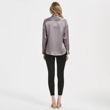 Women Band Collar Silk Blouse For Women 100% Pure Silk Blouse with Pocket