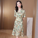 Women floral pure silk dress Summer Silk Floral Dress