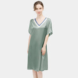 Women Pure Silk Nightdress V Neck 100% Silk Sleepwear