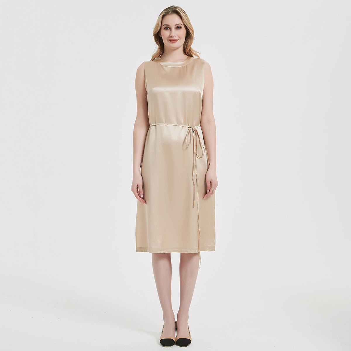 Women Stand Collar Silk Dress 100% Silk Dresses