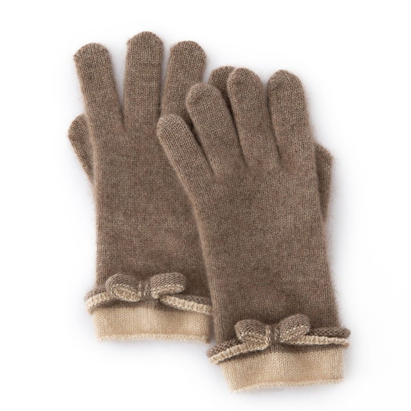 Womens 100% Cashmere Gloves with Bow Cashmere Dress Gloves