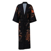 Women's Deer Prints Silk Kimono Robes Stars Silk Bathrobe