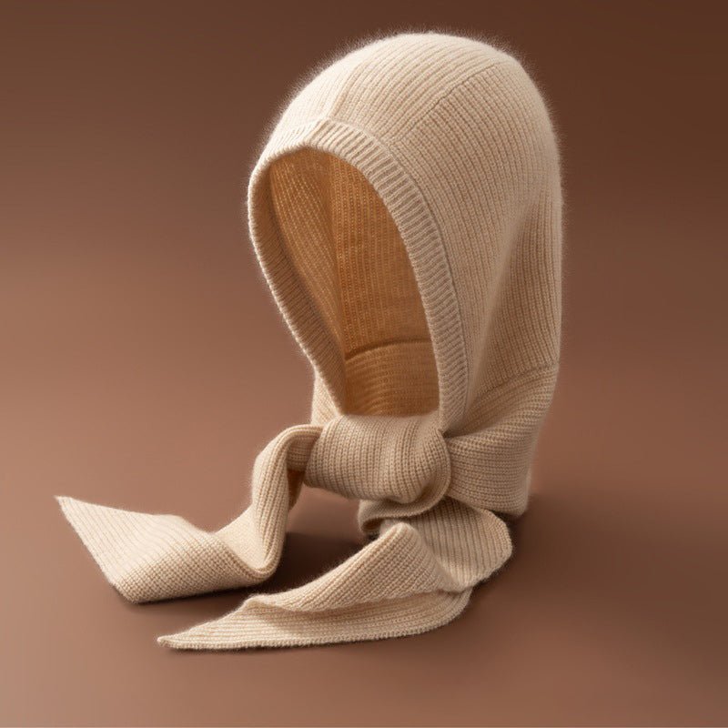 Womens Cashmere Balaclava Cashmere Hooded Scarf Cozy Knit Winter Wrap