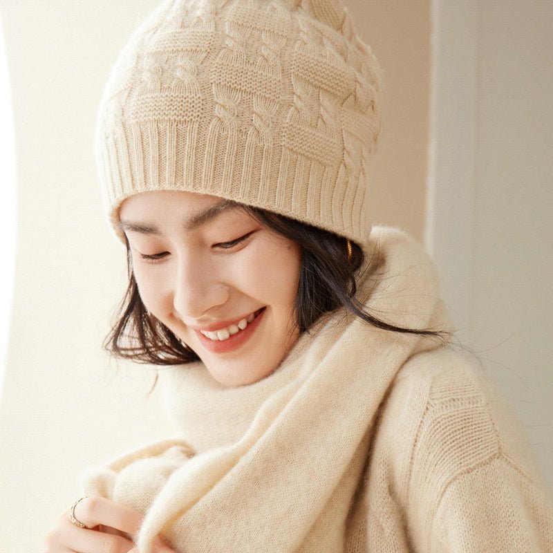 Women's Cashmere Beanie Hat Classic Knitted Cashmere Hats