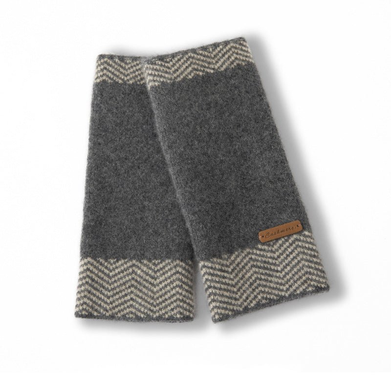 Womens Cashmere Knit Fingerless Mittens Elastic Thermal Knit Half Finger Cashmere Gloves