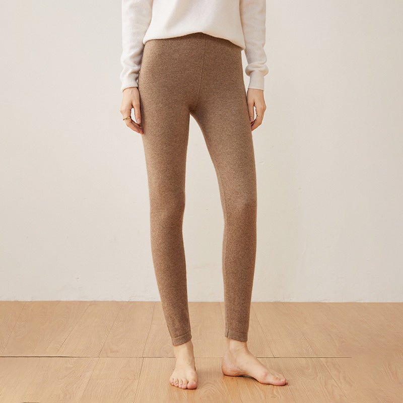 Womens Cashmere Leggings High Waist Cashmere Pants Soft Cashmere Trousers Camel XS