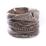 Womens Cashmere Neck Warmer Fair Isle Ear-hanging Cashmere Snood Scarf Taupe M