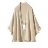 Womens Cashmere Ruffle - edge Cape Shawl And Wraps Flounce Edge Cloak
