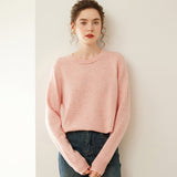 Womens Crew Neck Cashmere Sweater Cashmere Blouse for Fall Winter Pink XS
