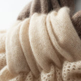 Womens Crossed Cashmere Scarf Lightweight Mixed Colors Cashmere Neckerchief