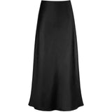 Womens Elegant Flow Silk Maxi Skirt High Waist Silk Dress