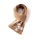 Womens Floral Knitted Cashmere Scarf with Bloom Motif Winter Cashmere Wrap