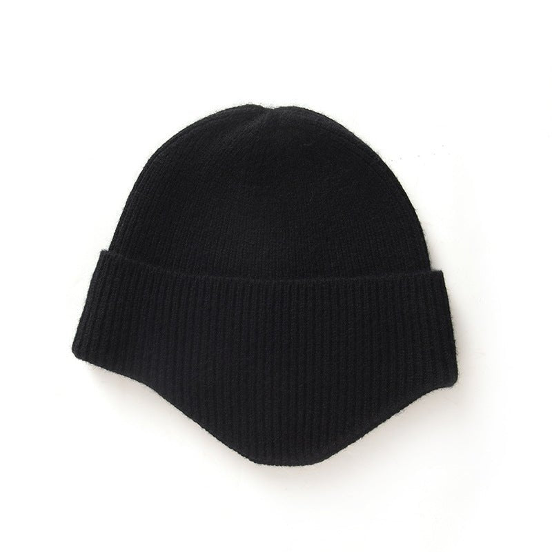 Womens Folded Brim Cashmere Hat Ribbed Cashmere Hat