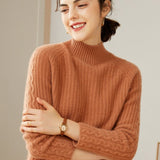 Womens Textured Mock Neck Cashmere Sweater Cashmere Pullover