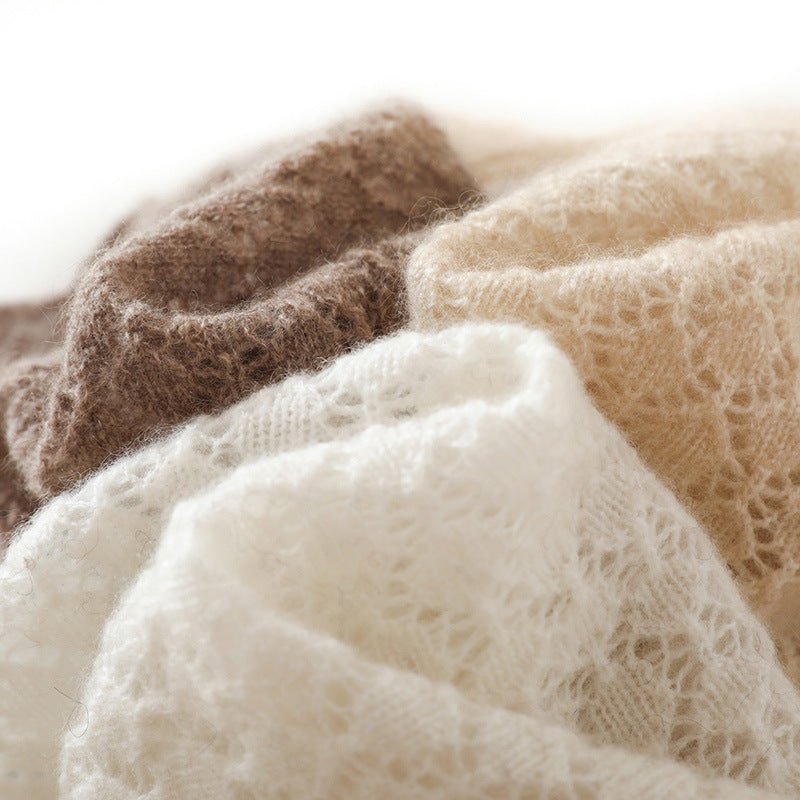 Womens Lace Knit Cashmere Infinity Scarf Cashmere Neck Gaiter Openwork Knit Cowl