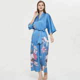 Women's Blossoms And Butterflies Floral Print Silk Kimono