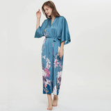 Women's Blossoms And Butterflies Floral Print Silk Kimono