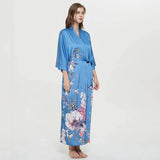 Women's Blossoms And Butterflies Floral Print Silk Kimono