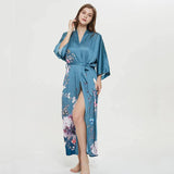 Women's Blossoms And Butterflies Floral Print Silk Kimono