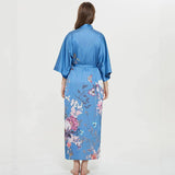 Women's Blossoms And Butterflies Floral Print Silk Kimono