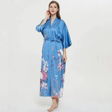 Women's Blossoms And Butterflies Floral Print Silk Kimono