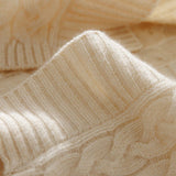 Womens Long Cable Knit Cashmere Cardigan Open Front Coat With Pockets