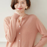 Womens Cashmere Cardigan Crew Neck Long Sleeve Cashmere Coat