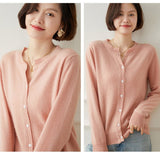Womens Cashmere Cardigan Crew Neck Long Sleeve Cashmere Coat