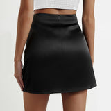 Womens Silk Mini Skirt High Waist A - Line Cut Silk Dress