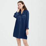 Womens Silk Nightshirt 100% Boyfriend Pure Silk Sleepwear