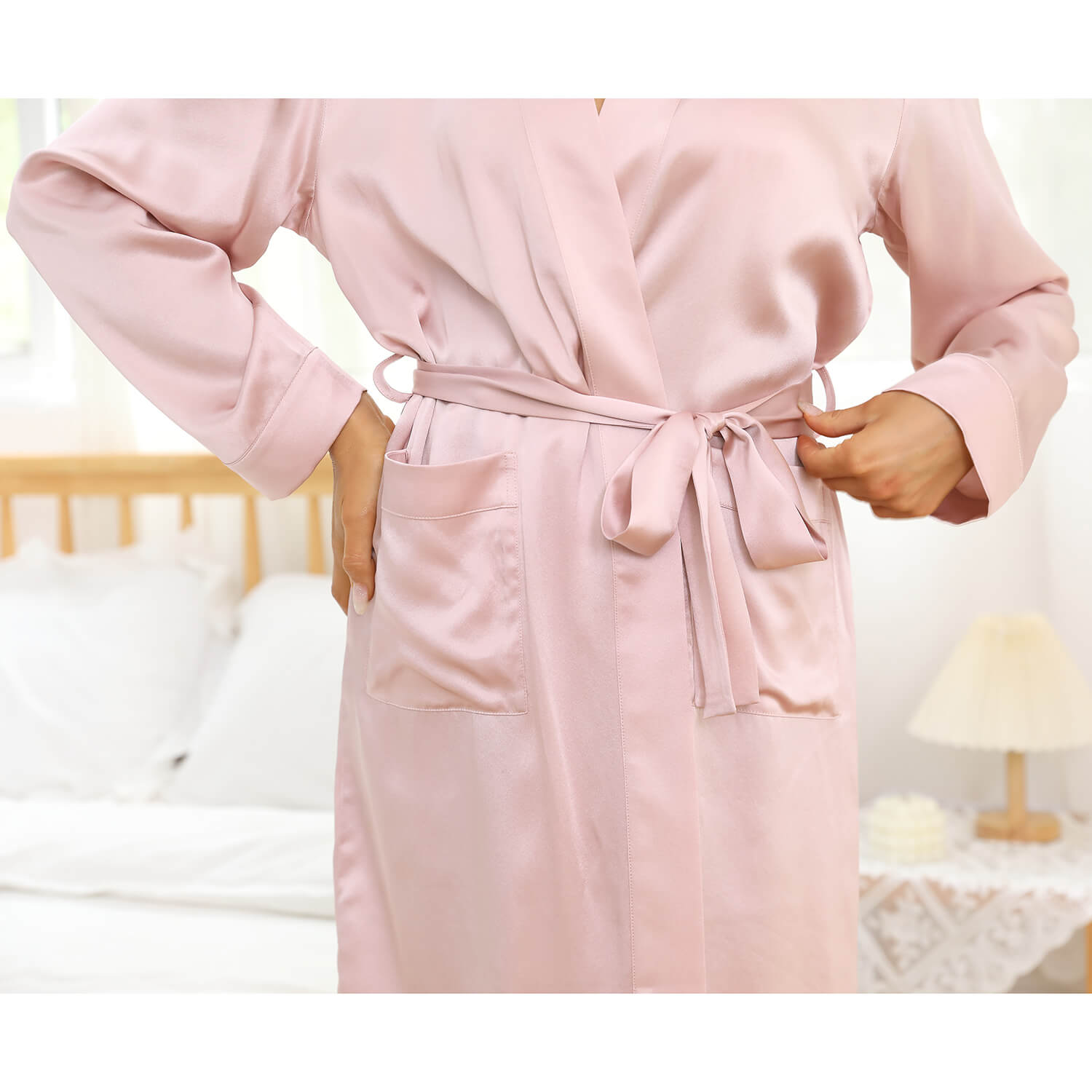 Womens Silk Robes 100% Mulberry Pure Silk Robe For Bridesmaids