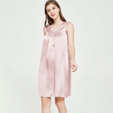 Women's Sleeveless Silk Nightdress Round Neck Silk Nightwear