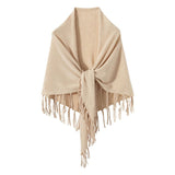 Women's Solid Cashmere Wrap Scarf with Tassels