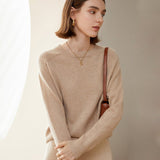 Womens Crewneck Knitted Cashmere Sweater Long Sleeve Pullover