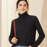 Womens Turtleneck Cashmere Sweater Long Sleeve Warm Cashmere Pullover Taupe XS