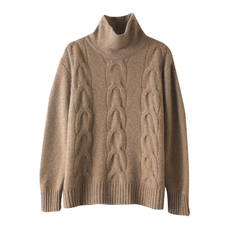 Womens Turtleneck Cashmere Sweater Cable - Knit Cashmere Pullover