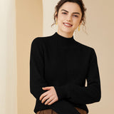 Womens Cashmere Mock Neck Sweater With Chevron Ribbed Detailing