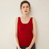 Womens V Neck Cashmere Vest Ribbed Knit Cashmere Tank Top Claret XS