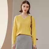 Womens V Necked Cashmere Pullover Cable - Knitted Cashmere Sweater