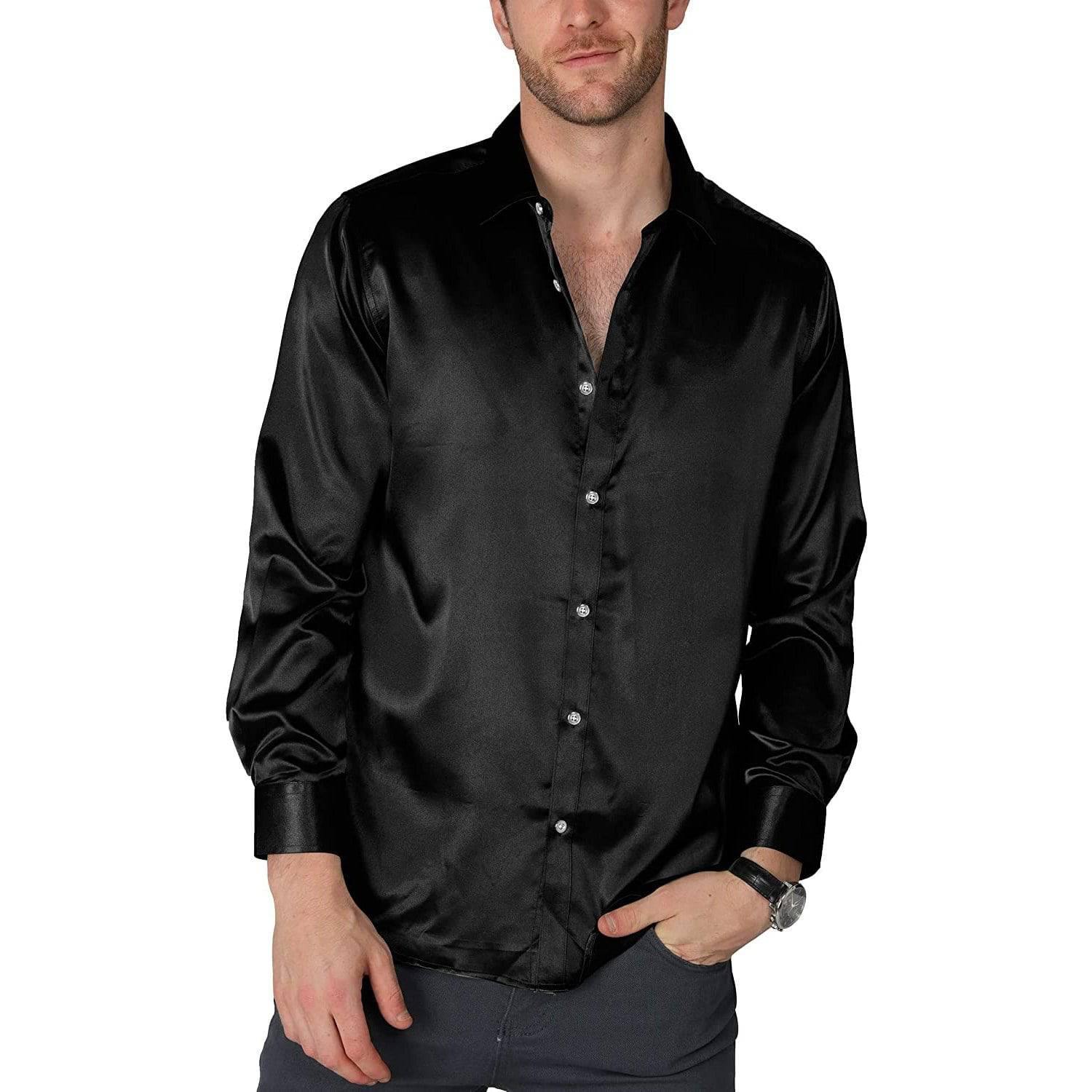 Men's Luxury Silk Shirt Long Sleeve Button Down Silk Shirts - slipintosoft