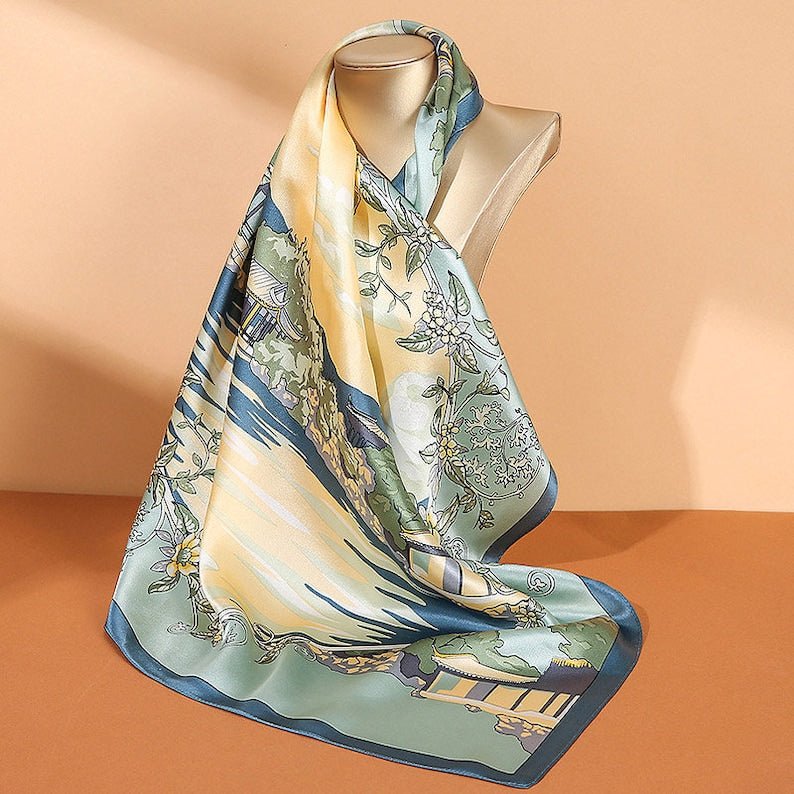 100% Mulberry Silk Scarf-Printed for women - slipintosoft