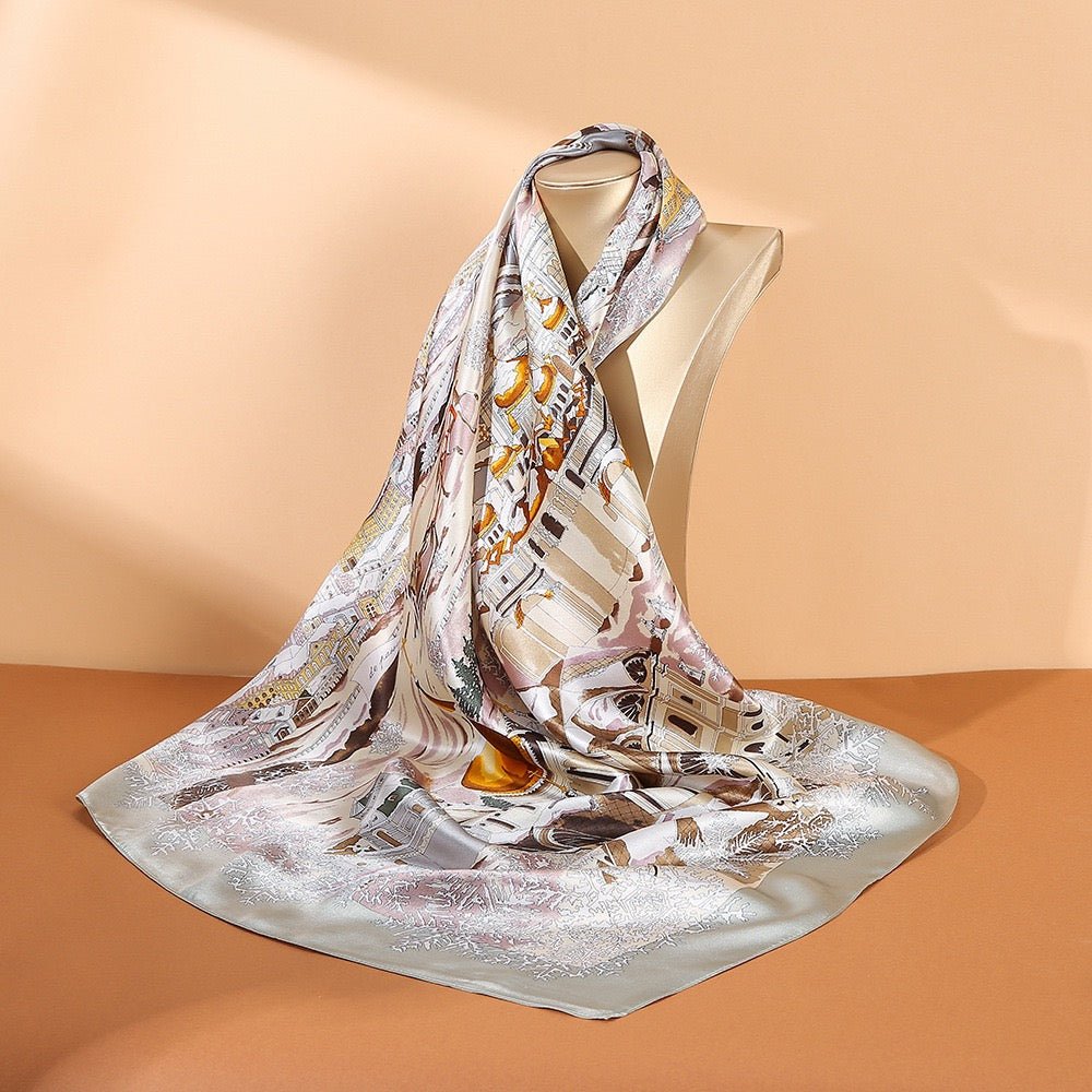 100% Mulberry Silk Scarf-Printed for women - slipintosoft